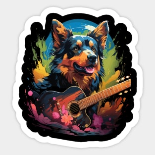 Australian Kelpie Playing Guitar Sticker